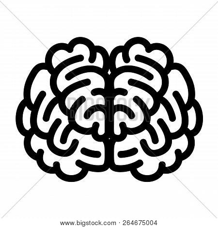 Front Side Brain Icon. Outline Front Side Brain Icon For Web Design Isolated On White Background