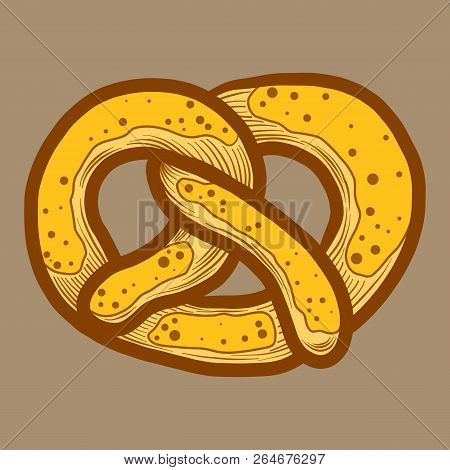Bavarian Pretzel Icon. Hand Drawn Illustration Of Bavarian Pretzel Icon For Web Design
