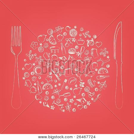 Restaurace ikony ve formě koule, vektorové ilustrace
