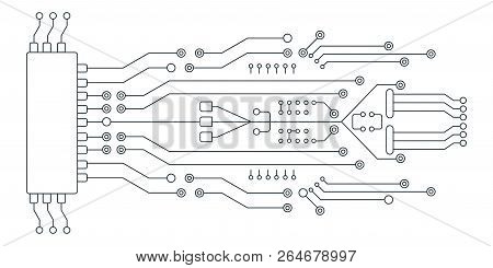 Circuit Board Line Concept. Accessories For Digital Devices