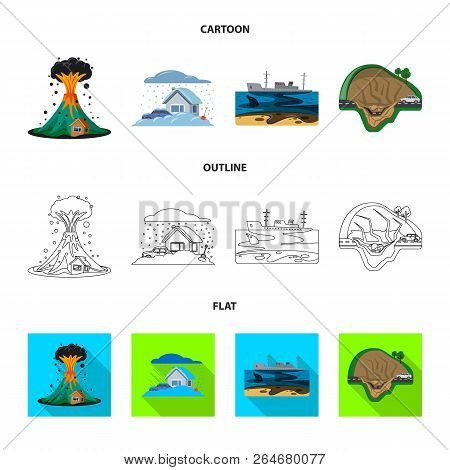 Vector Illustration Of Natural And Disaster Symbol. Set Of Natural And Risk Stock Vector Illustratio