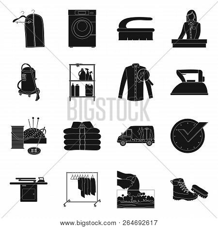 Isolated Object Of Laundry And Clean Sign. Collection Of Laundry And Clothes Stock Symbol For Web.