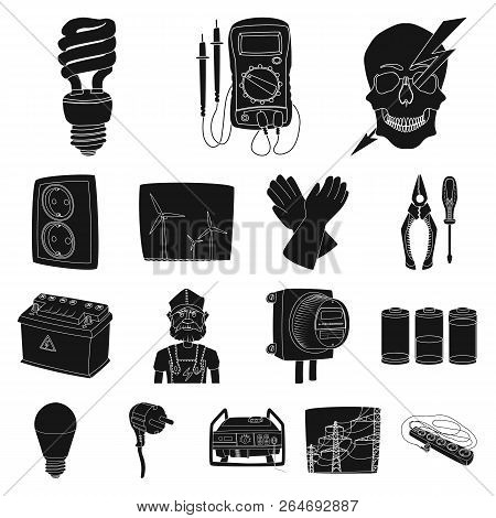 Vector Design Of Electricity And Electric Symbol. Set Of Electricity And Energy Vector Icon For Stoc