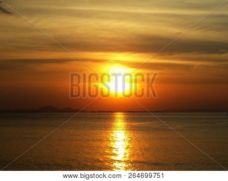 Sunset Sundawn On The Sea And Evening Cloud Sky