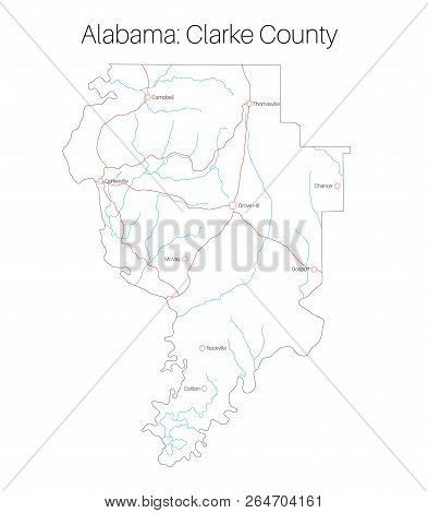 Detailed Map Of Clarke County In Alabama, Usa