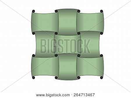 A Graphic Illustration Of Green Strips Molded Into A Weave Pattern