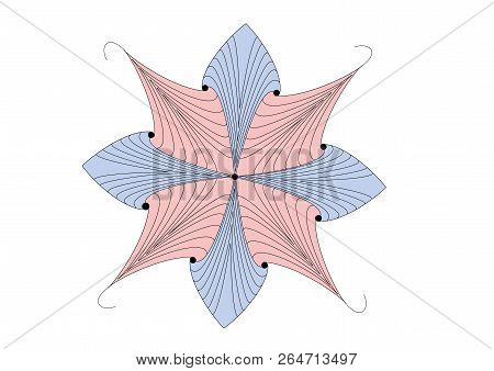 A Graphic Illustration Of An Eight Petal Pink And Blue Striped Flower