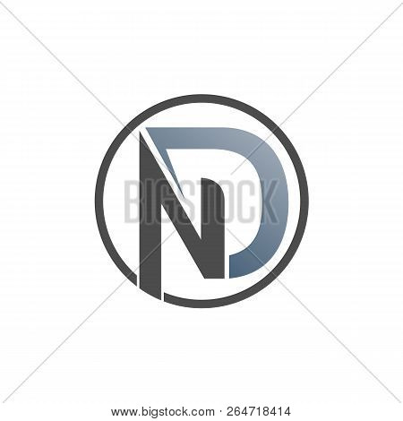 Circle Nd Logo Letter With Grey Colour Gradation