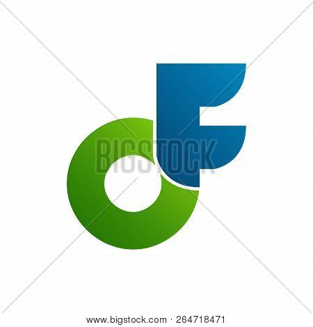 Initial Letter Df Logo Vector With Blue Green Color