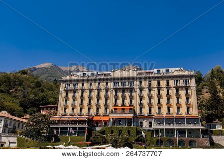 Tremezzo, Italy - April 23, 2017: View At Grand Hotel Tremezzo On Lake Como In Italy. It Is Aluxury 