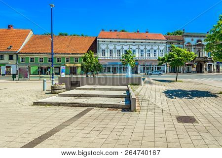 Scenic View At Colorful Square In Karlovac (banija) Town In Central Croatia, Europe.