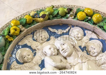 Element Of Decor Della Robbia Madonna With Child In Church Oratorio Dei Buonomini Di San Martino, Fl