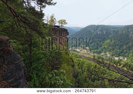 Picturesque View From The Belvedere Viewpoint (labska Stran) Over The Elbe Valley, Elbe Sandstone Mo