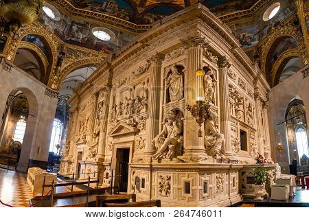 Loreto, Ancona, Italy - 11.10.2018: Interior Of The Shrine Of Loreto, Santuario Della Madonna, Detai