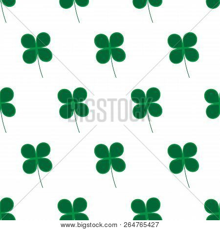 Vector Illustration. Clover Icon On White Background. Leaf Of Clover. Seamless Pattern.