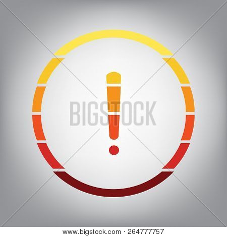 Exclamation Mark Sign. Vector. Horizontally Sliced Icon With Col