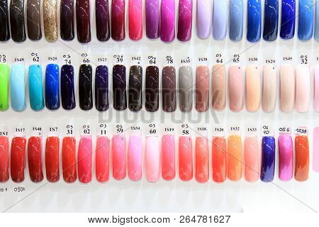 Nail Colors. Cosmetic Products. Various Colors Of Cosmetics. Nail Colors In Variations.