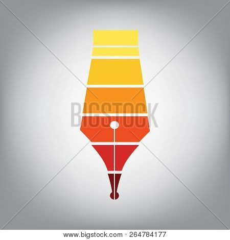 Pen Sign Illustration. Vector. Horizontally Sliced Icon With Col
