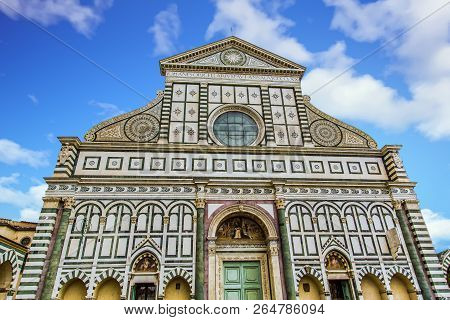 Facade Of The Old Church Of Santa Maria Novello In Florence, Italy