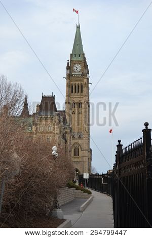 Parliament Hill In Ottawa With Parliamentary And Departmental Buildings