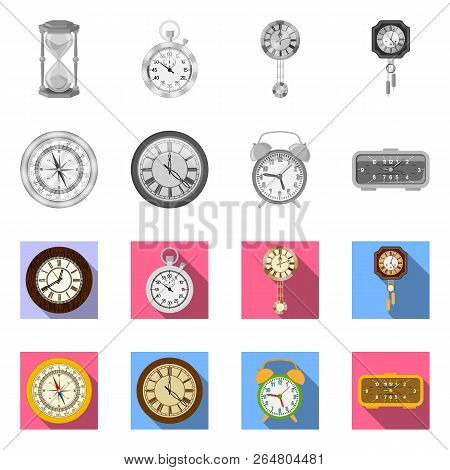 Vector Design Of Clock And Time Sign. Collection Of Clock And Circle Stock Vector Illustration.