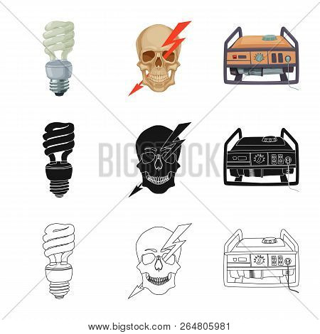 Vector Design Of Electricity And Electric Logo. Collection Of Electricity And Energy Vector Icon For