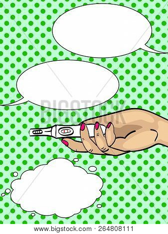 Dialogue, Text Bubbles. Pop Art News Of Pregnancy. Message Correspondence In The Phone. Raster
