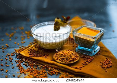 Herbal And Organic Home Remedy For Hair Fall I.e. Egg White Mixed With Curd And Fenugreek Seeeds In