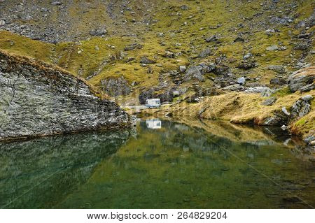 The glacier lake Balea (Balea Lac) on the Transfagarasan road in Romania