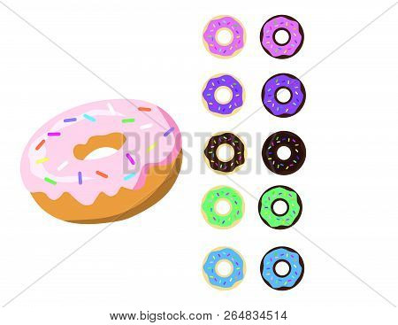Chocolate Vanilla Glazed Sprinkle Dounts Vectors Ai