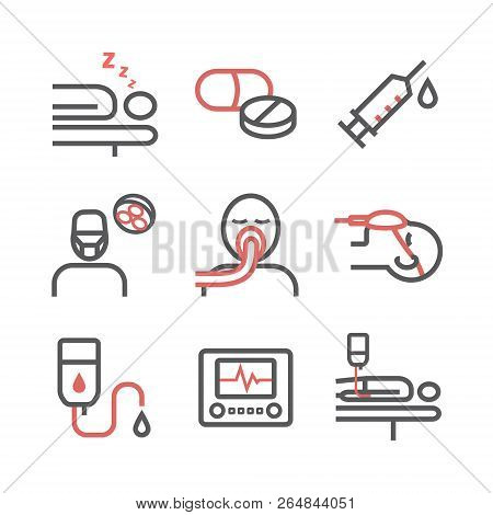 Anesthesia Line Icons. Anaesthetic Department. Health Center. Vector Sign For Web Graphics.