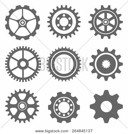 Ser Gear Icon On The Gray Background. Vector Eos 10