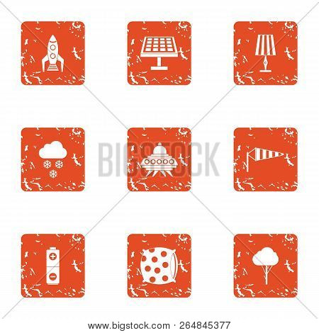 Power Of Imagination Icons Set. Grunge Set Of 9 Power Of Imagination Vector Icons For Web Isolated O