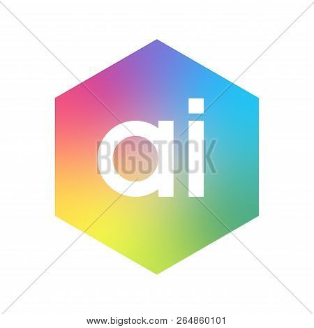 Letter Ai Logo In Hexagon Shape And Colorful Background, Letter Combination Logo Design For Business