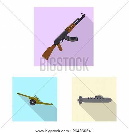 Vector Illustration Of Weapon And Gun Logo. Set Of Weapon And Army Stock Vector Illustration.