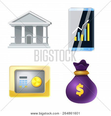 Isolated Object Of Bank And Money Logo. Collection Of Bank And Bill Vector Icon For Stock.