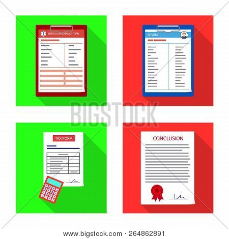 Vector Design Of Form And Document Sign. Set Of Form And Mark Vector Icon For Stock.