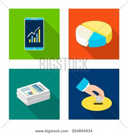Isolated Object Of Bank And Money Logo. Set Of Bank And Bill Vector Icon For Stock.