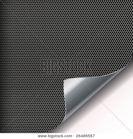Metall mesh Hintergrund mit Palmen und gekrümmte Ecke.