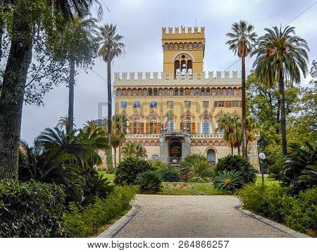 Arenzano, Italy, March, 16, 2018 -  Castle Villa Negrotto Cambiaso, Arenzano, Genoa, Italy / Arenzan