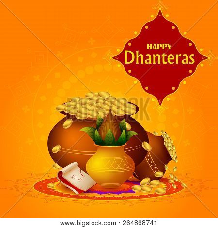 Inidan Holiday Of Happy Dhanteras During Diwali Season For Prosperity