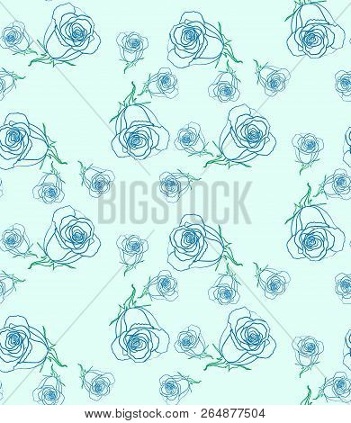 Seamless Pattern Blue Roses. Vector Illustration Eps 10.