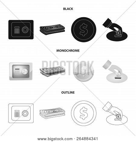 Isolated Object Of Bank And Money Icon. Set Of Bank And Bill Vector Icon For Stock.