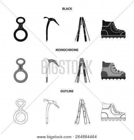 Isolated Object Of Mountaineering And Peak Symbol. Collection Of Mountaineering And Camp Stock Symbo