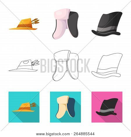 Vector Illustration Of Headgear And Cap Icon. Collection Of Headgear And Accessory Vector Icon For S