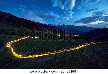 Light Trace In The Mountain