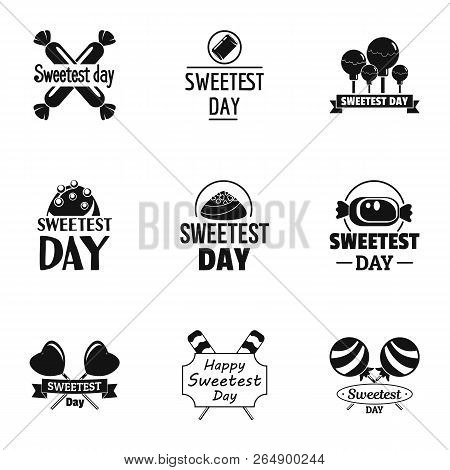 Candy Sweetest Day Logo Set. Simple Set Of 9 Candy Sweetest Day Vector Logo For Web Design On White 
