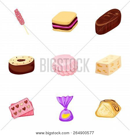 Toffee Candy Icon Set. Cartoon Set Of Toffee Candy Vector Icons For Web Design