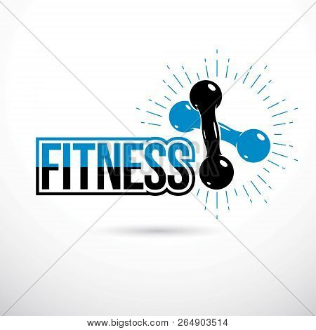 Bodybuilding And Fitness Sport Logo Templates, Retro Style Vector Emblem. Two Dumbbells Crossed.