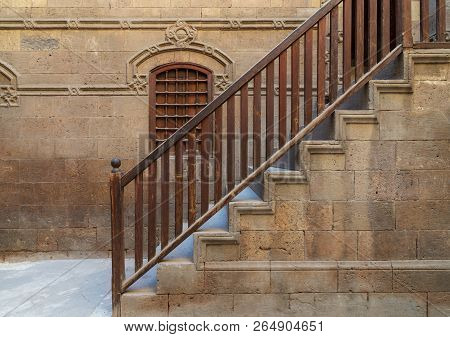 Staircase With Wooden Balustrade Leading To Zeinab Khatoun Historic House, Darb Al-ahmar District, O